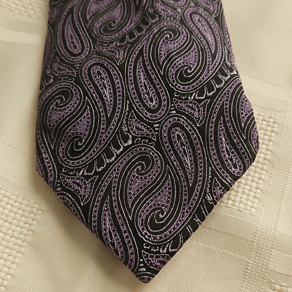 Bellissimo Silk Tie Purple/ Black - Picture 16 of 16